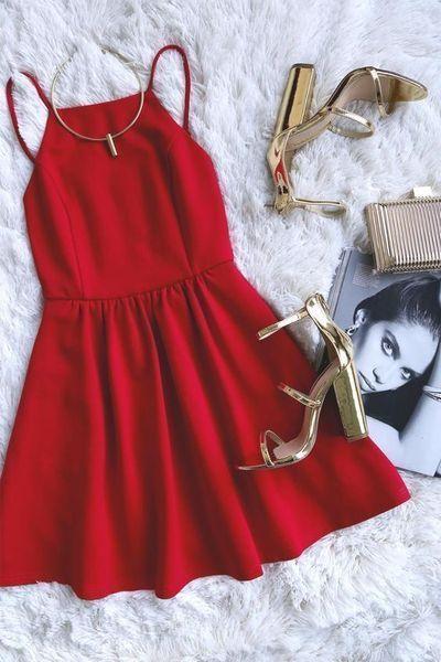 Homecoming Dresses Cheyenne Simple Red Short 3992