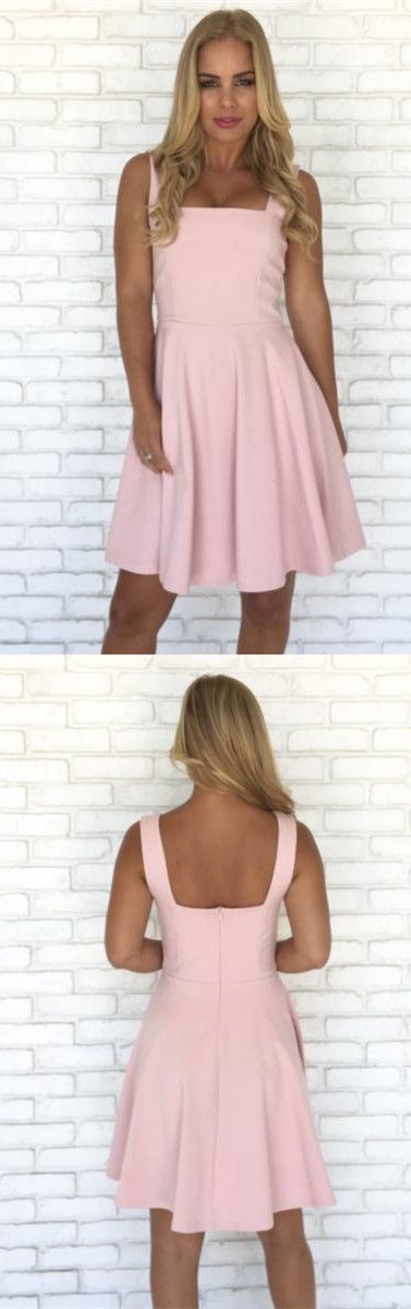 Short Backless Pink Eden Satin Homecoming Dresses 4310