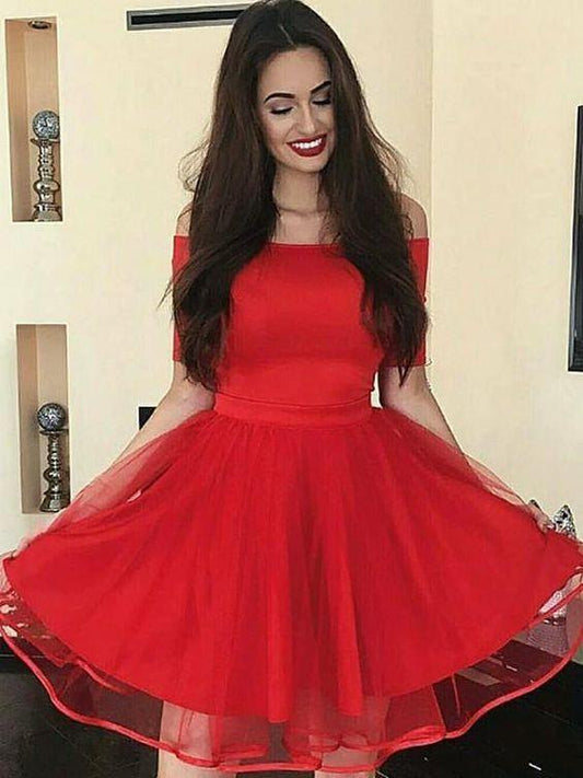 Casey Homecoming Dresses A-Line Off-The-Shoulder Short Red Party Dress Cheap 444