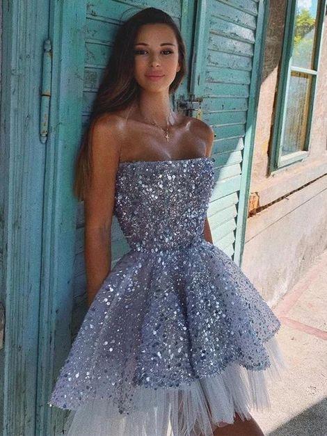 Sparkly Sequin Tulle Homecoming Dresses Julia A-Line Backless 5088