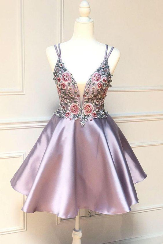 Shot With Floral Embroidery Pink Homecoming Dresses Sherlyn 2024 5224