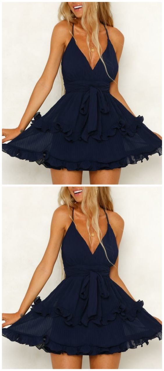 V Neck Kim Homecoming Dresses Navy 5339