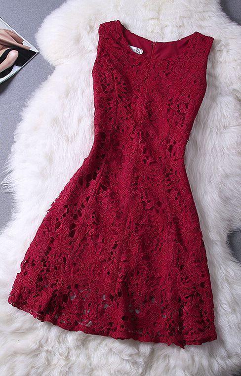 Elegant Sleeveless Homecoming Dresses Persis Lace Dress Burgundy 616