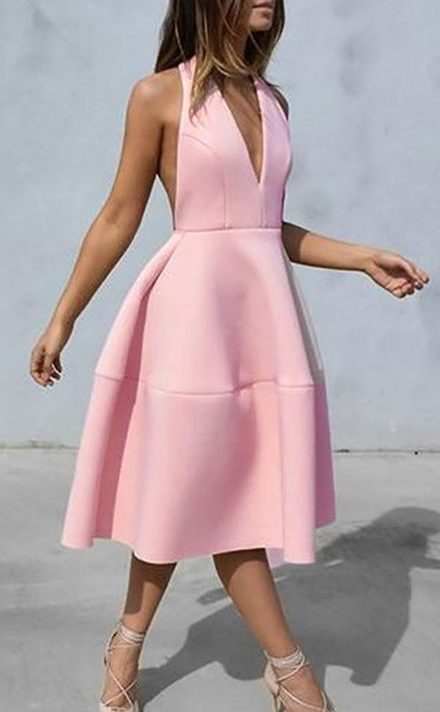 Open Back Pink Maliyah Homecoming Dresses Simple Fashion Short Party Dress 786