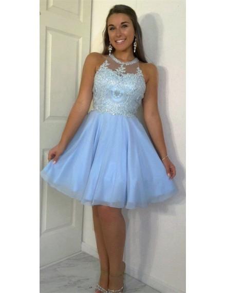 Light Haleigh Homecoming Dresses Blue Cute Fashion Girl Dress 9420