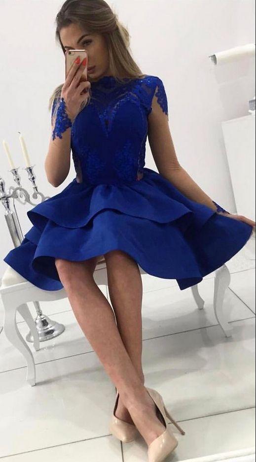 Homecoming Dresses Kennedi A-Line Bateau Dresses Long Sleeves 9553