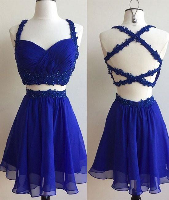 Blue Dress Cute Mabel Homecoming Dresses Two Piece 99