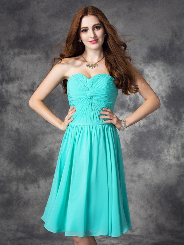 A-Line/Princess Sweetheart Homecoming Dresses Melody Chiffon Ruffles Sleeveless Short Dresses