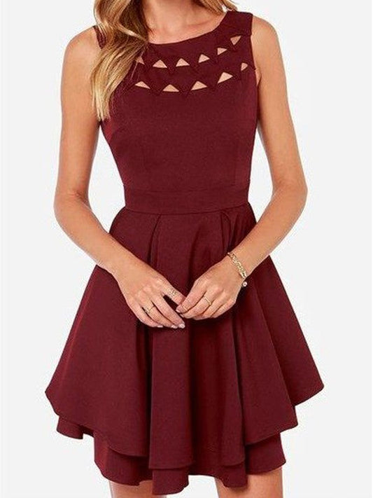 A-Line/Princess Jakayla Homecoming Dresses Sleeveless Scoop Jersey Short/Mini Dresses