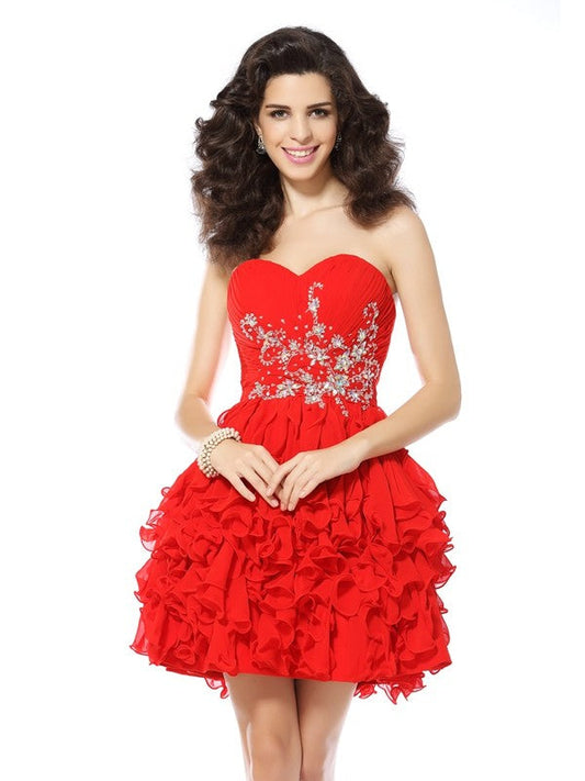 Homecoming Dresses Aisha Cocktail Chiffon A-Line/Princess Sweetheart Beading Sleeveless Short Dresses