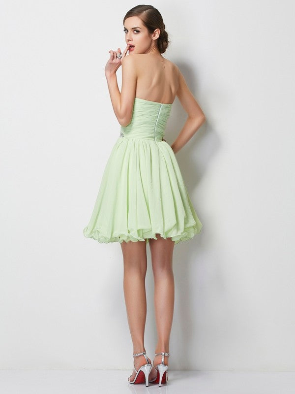 Chiffon Homecoming Dresses Maritza A-Line/Princess Sweetheart Sleeveless Short Beading