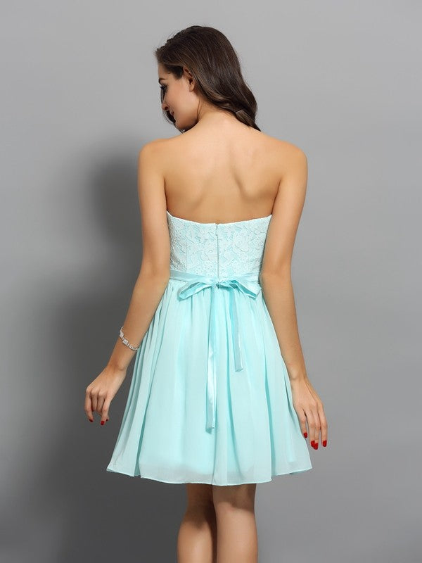 A-Line/Princess Sweetheart Beading Sleeveless Short Dresses Cocktail Chiffon Homecoming Dresses Sanaa