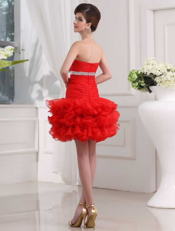 A-Line/Princess Cocktail Gemma Homecoming Dresses Beading Sweetheart Sleeveless Short Organza Dresses