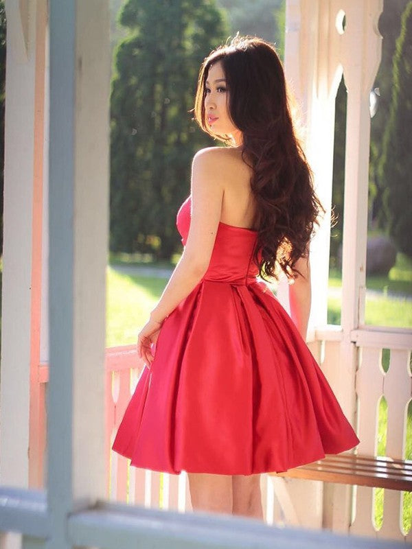 Homecoming Dresses Baylee Satin A-Line/Princess Ruffles Sweetheart Sleeveless Short/Mini Dresses