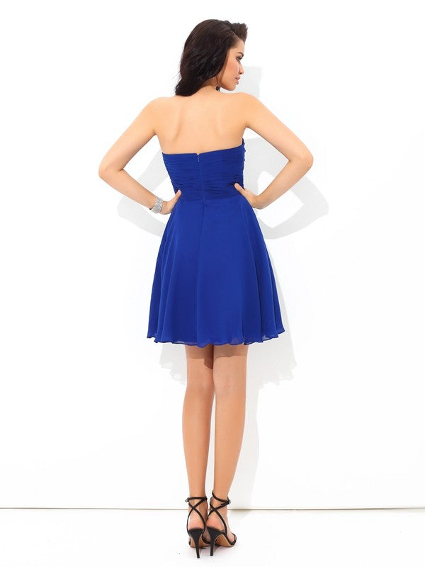 A-Line/Princess Sweetheart Sleeveless Pleats Short Chiffon Cocktail Homecoming Dresses Celia Dresses