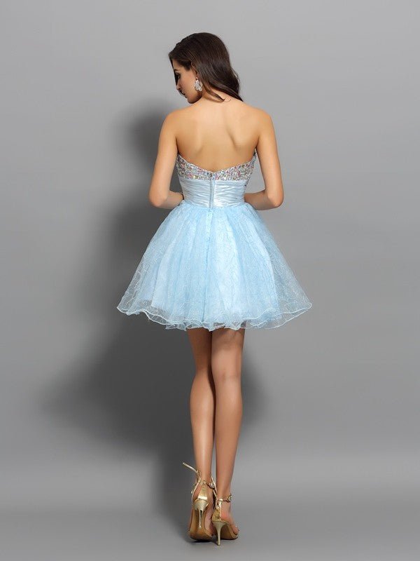 A-Line/Princess Sweetheart Beading Cocktail Madyson Chiffon Homecoming Dresses Sleeveless Short Dresses