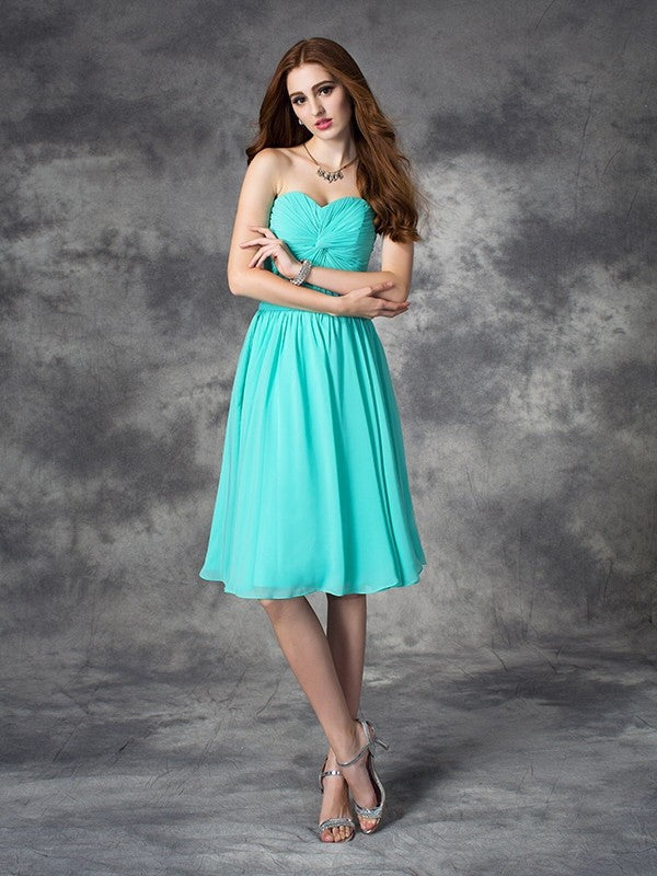 A-Line/Princess Sweetheart Homecoming Dresses Melody Chiffon Ruffles Sleeveless Short Dresses