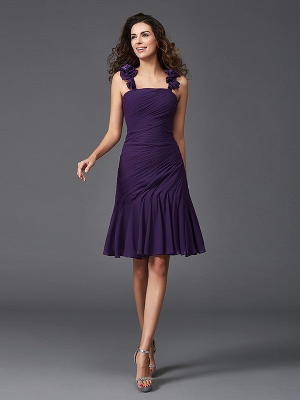 Sheath/Column Straps Ruched Sleeveless Short Dresses Cocktail Raegan Chiffon Homecoming Dresses