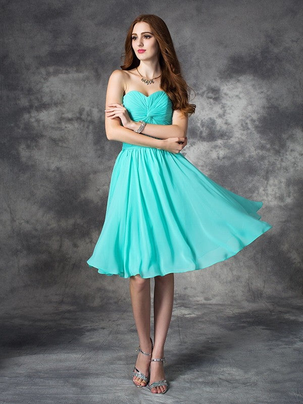 A-Line/Princess Sweetheart Homecoming Dresses Melody Chiffon Ruffles Sleeveless Short Dresses