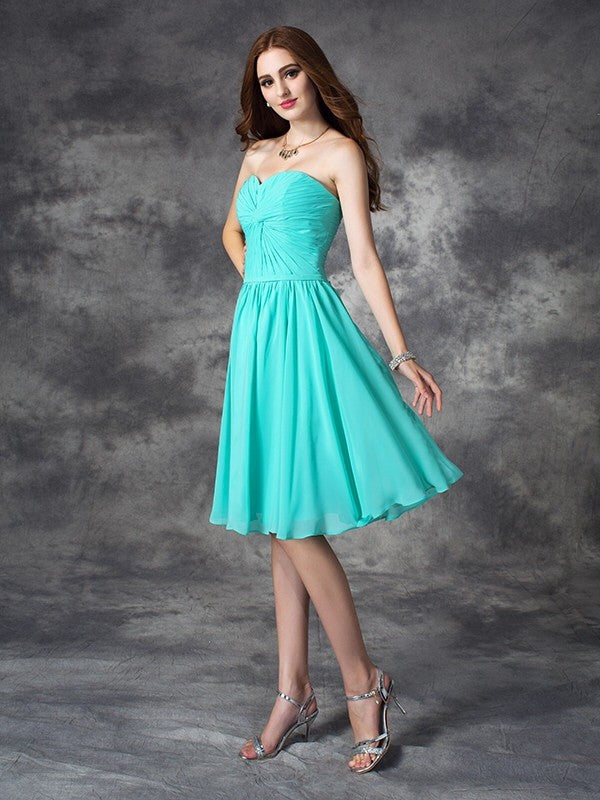 A-Line/Princess Sweetheart Homecoming Dresses Melody Chiffon Ruffles Sleeveless Short Dresses