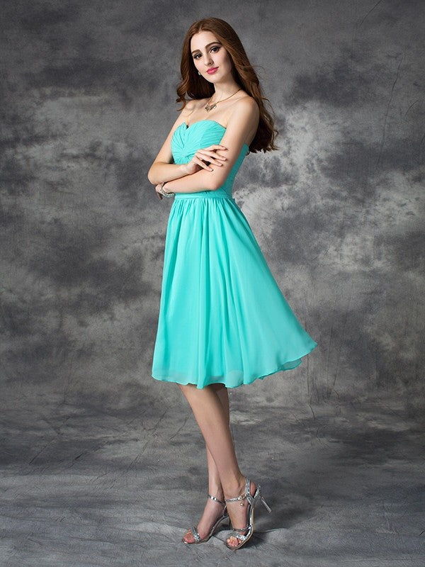 A-Line/Princess Sweetheart Homecoming Dresses Melody Chiffon Ruffles Sleeveless Short Dresses